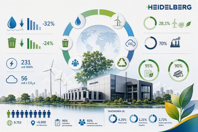 HEIDELBERG avanza en sus objetivos de sostenibilidad y reduce significativamente su consumo de agua y generación de residuos en FY2024/2025